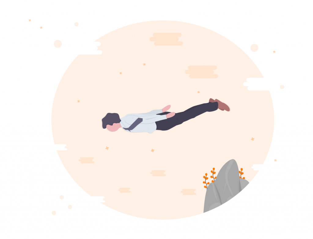 man flying in the sky wearing shirt and tie